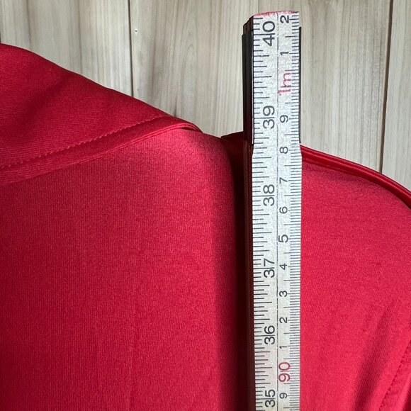 Womens Red Button Front Shirt Dress Belted Long Sleeve 1X Career Casual Stretchy - Picture 8 of 9